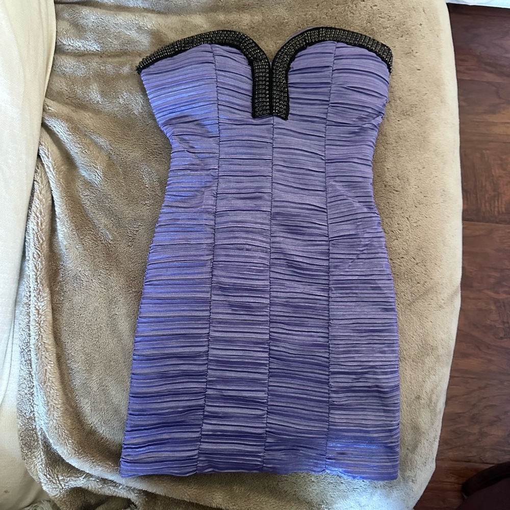 Vintage Y2K  purple rhinestoned strapless mini dress